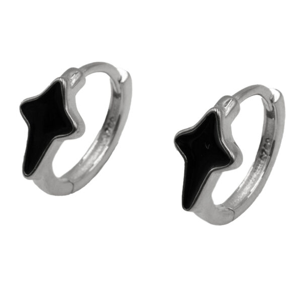 Σκουλαρίκια Αυτιού Ασημένια Επιπλατινωμένα Κρίκοι με Σμάλτο - EIT88