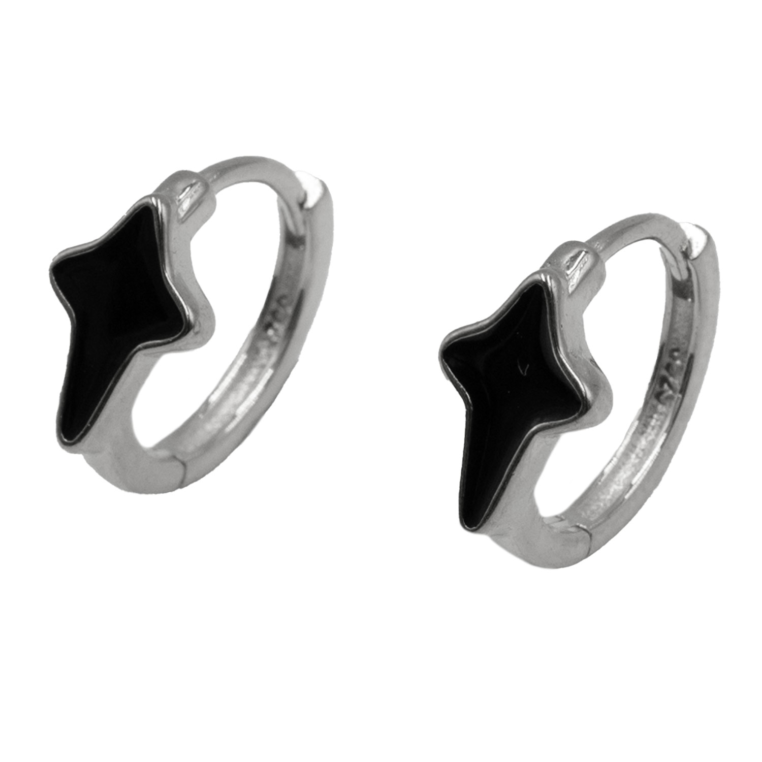 Σκουλαρίκια Αυτιού Ασημένια Επιπλατινωμένα Κρίκοι με Σμάλτο - EIT88