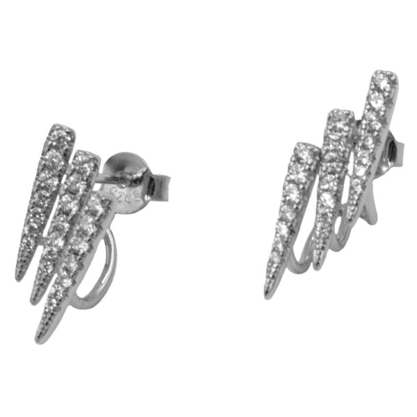 Σκουλαρίκια Αυτιού Ασημένια Επιπλατινωμένα με Ζιργκόν - EIT75