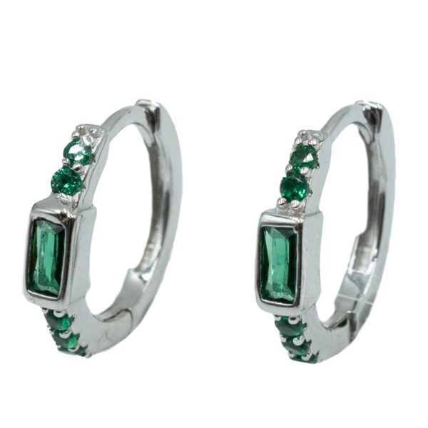 Σκουλαρίκια Αυτιού Ασημένια Επιπλατινωμένα Κρίκοι με Ζιργκόν - EIT47