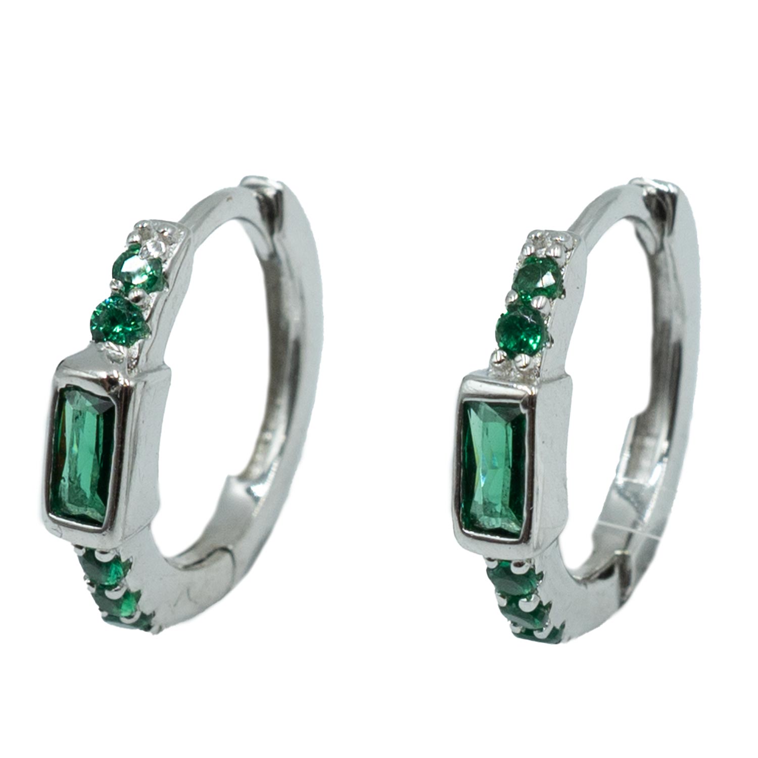 Σκουλαρίκια Αυτιού Ασημένια Επιπλατινωμένα Κρίκοι με Ζιργκόν - EIT47