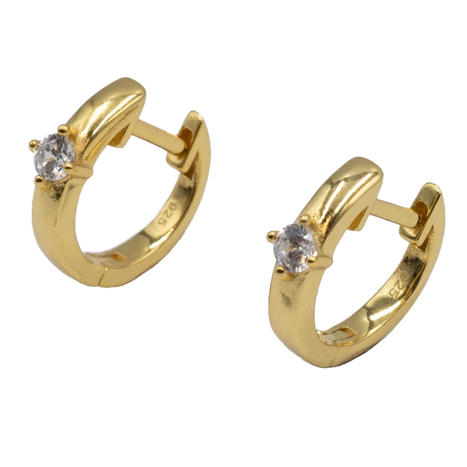 Σκουλαρίκια Αυτιού Ασημένια Επιχρυσωμένα Κρίκοι με Ζιργκόν - EIT64