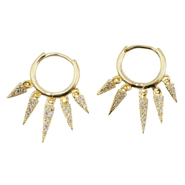 Σκουλαρίκια Αυτιού Ασημένια Επιχρυσωμένα Κρίκοι με Ζιργκόν - EIT70