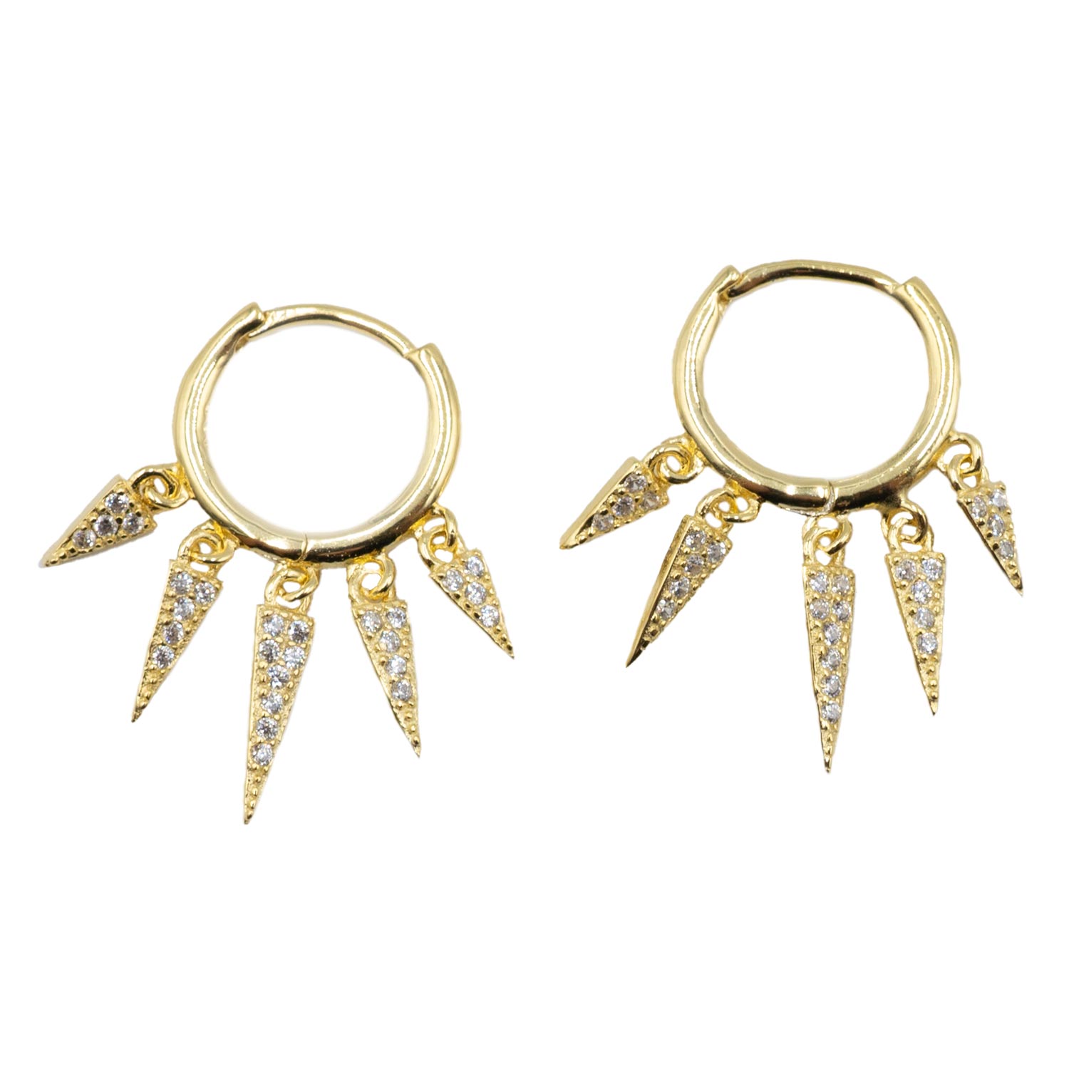 Σκουλαρίκια Αυτιού Ασημένια Επιχρυσωμένα Κρίκοι με Ζιργκόν - EIT70