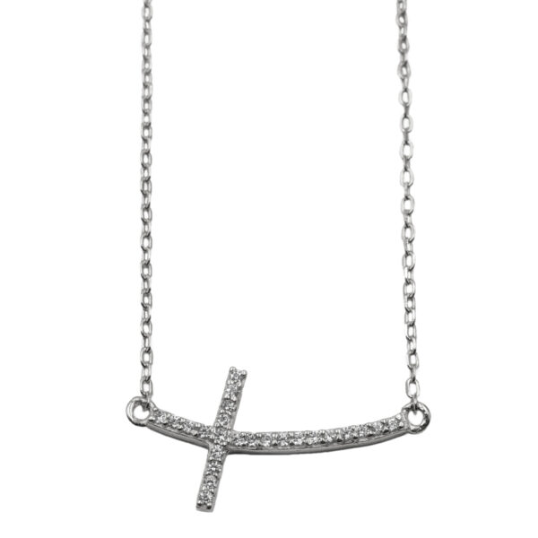 Κολιέ Ασημένιο Επιπλατινωμένο με Σχέδιο- AS151