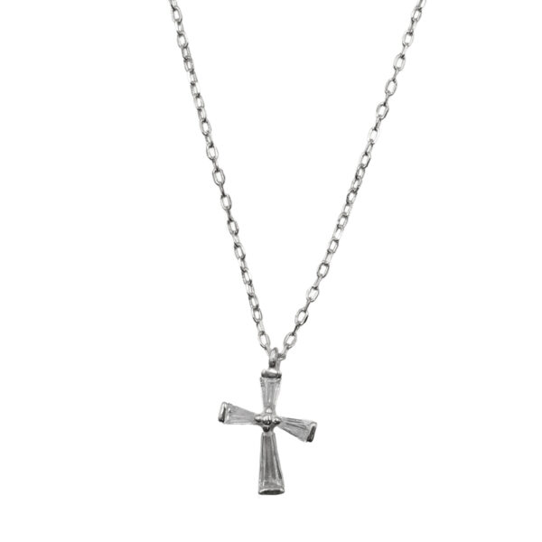 Κολιέ Ασημένιο Επιπλατινωμένο με Σχέδιο- AS152