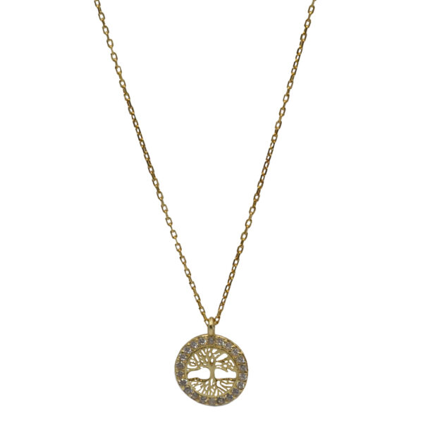 Κολιέ Ασημένιο Επιχρυσωμένο με Σχέδιο- AS139