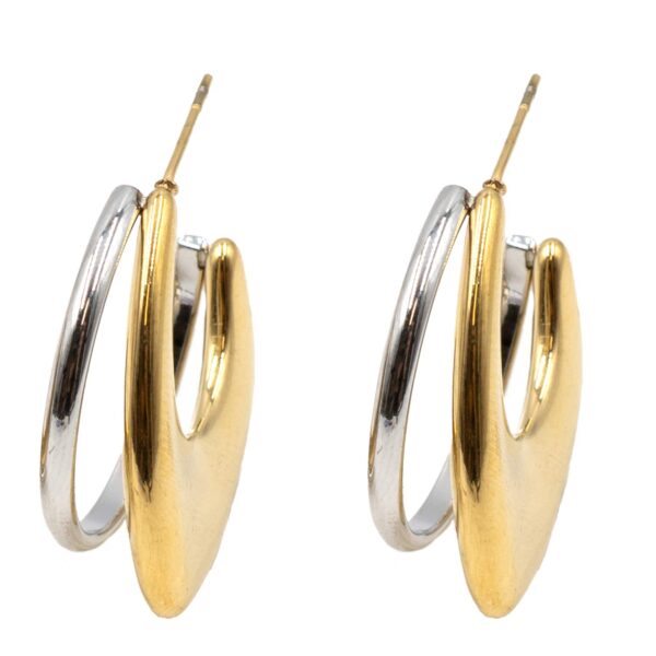 Σκουλαρίκια Αυτιού Δίχρωμα από Χειρουργικό Ατσάλι Επιχρυσωμένο - ATSEAR201