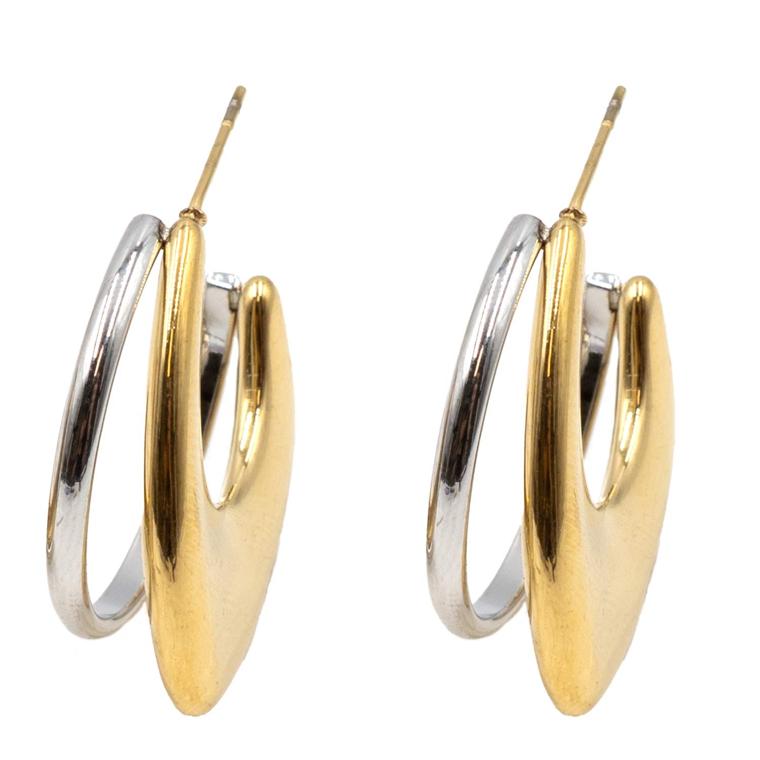 Σκουλαρίκια Αυτιού Δίχρωμα από Χειρουργικό Ατσάλι Επιχρυσωμένο - ATSEAR201