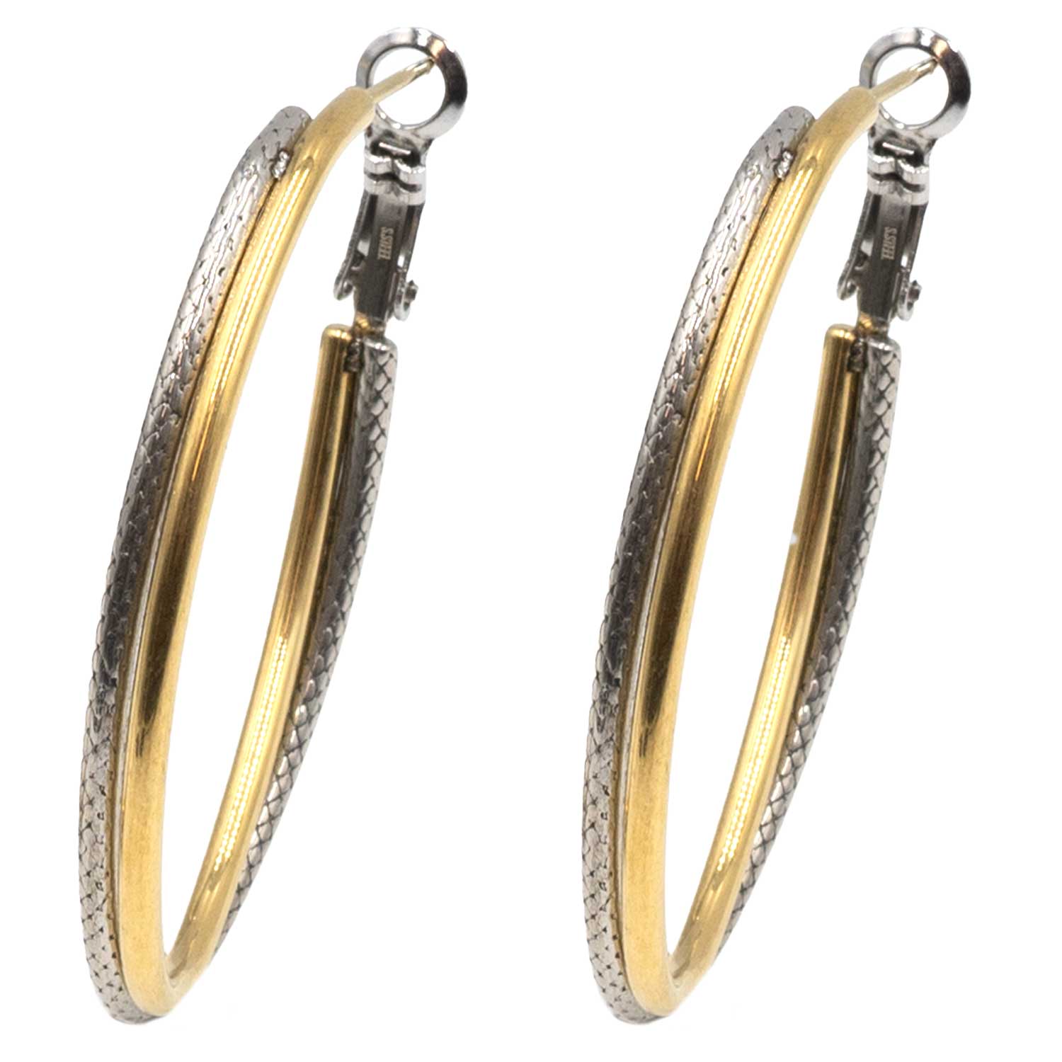 Σκουλαρίκια Αυτιού Δίχρωμα από Χειρουργικό Ατσάλι Επιχρυσωμένο - ATSEAR200