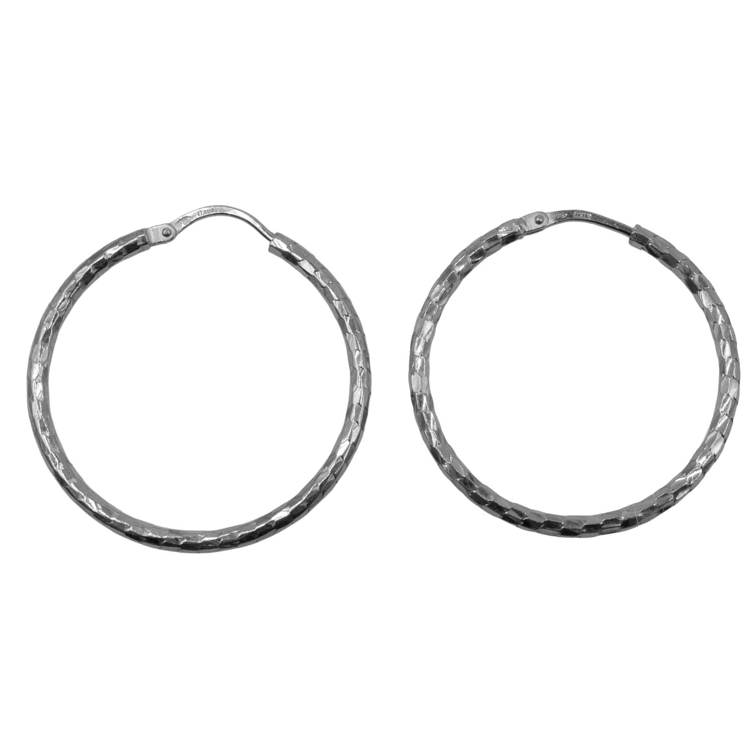 Σκουλαρίκια Αυτιού Ασημένια Επιπλατινωμένα Κρίκοι - EIT100