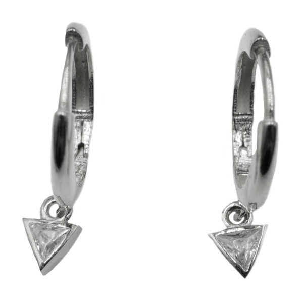 Σκουλαρίκια Αυτιού Ασημένια Επιπλατινωμένα Κρίκοι με Ζιργκόν - EIT147