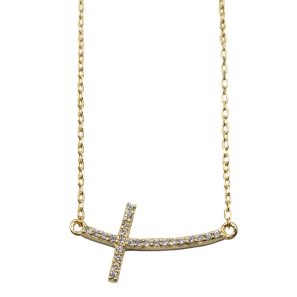 Κολιέ Ασημένιο Επιχρυσωμένο με Σχέδιο- AS150