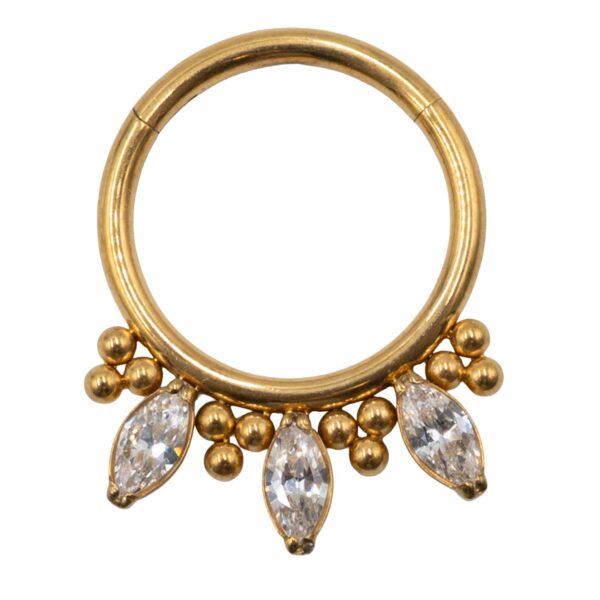 Σκουλαρίκι Σώματος από Επιχρυσωμένο Τιτάνιο με Ζιργκόν- TB-0610Y