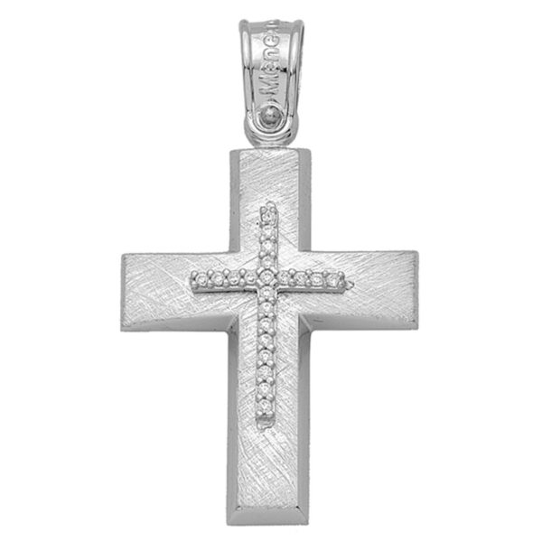 Σταυρός Λευκόχρυσος 14 καρατίων με Ζιργκόν - PL13789