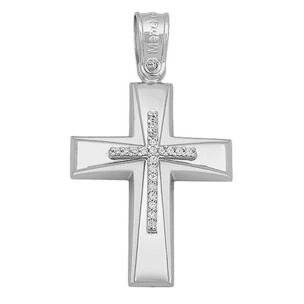 Σταυρός Λευκόχρυσος 14 καρατίων με Ζιργκόν - PL15827