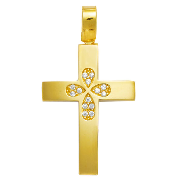 Σταυρός Χρυσός 14 καρατίων με Ζιργκόν - PL16133
