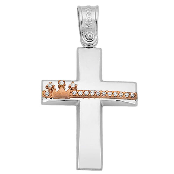 Σταυρός Λευκόχρυσος 14 καρατίων με Ζιργκόν - PL16147