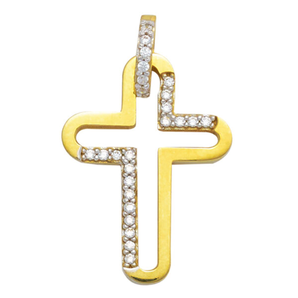Σταυρός Χρυσός 14 καρατίων με Ζιργκόν - PL16223
