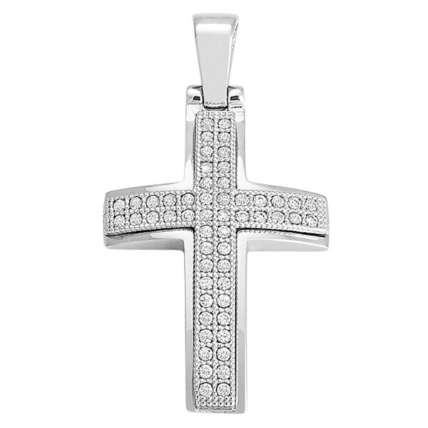 Σταυρός Λευκόχρυσος 14 καρατίων με Ζιργκόν - PL16237