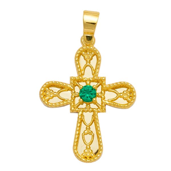 Σταυρός Χρυσός 14 καρατίων με Ζιργκόν - PL16253
