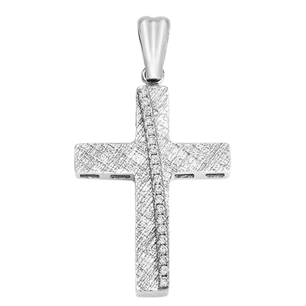 Σταυρός Λευκόχρυσος 14 καρατίων με Ζιργκόν - PL16307