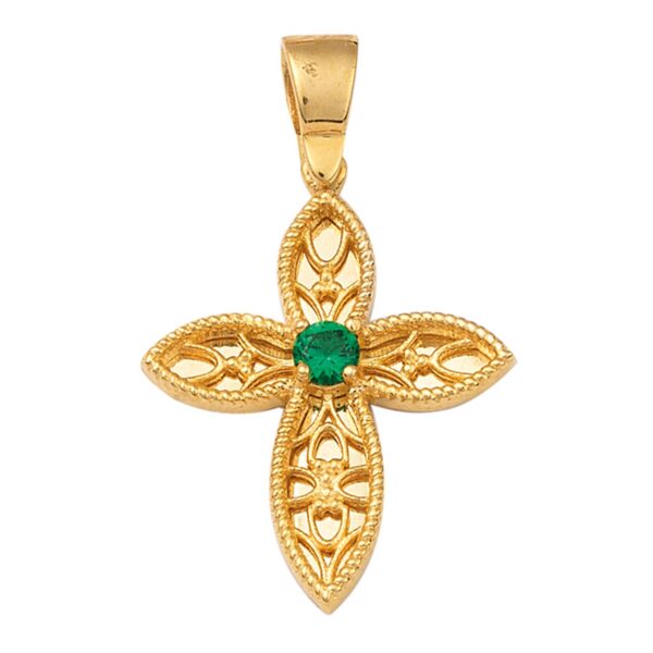 Σταυρός Χρυσός 14 καρατίων με Ζιργκόν - PL17004