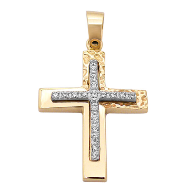 Σταυρός Χρυσός 14 καρατίων με Ζιργκόν - PL17091