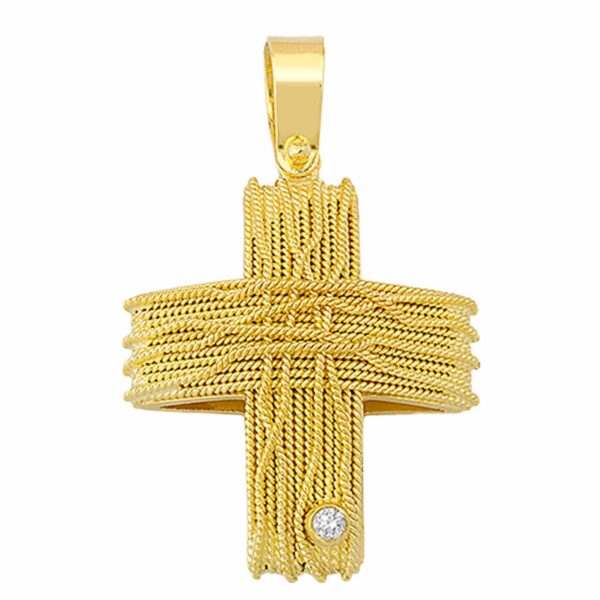 Σταυρός Χρυσός 18 καρατίων με Ζιργκόν - PL17437