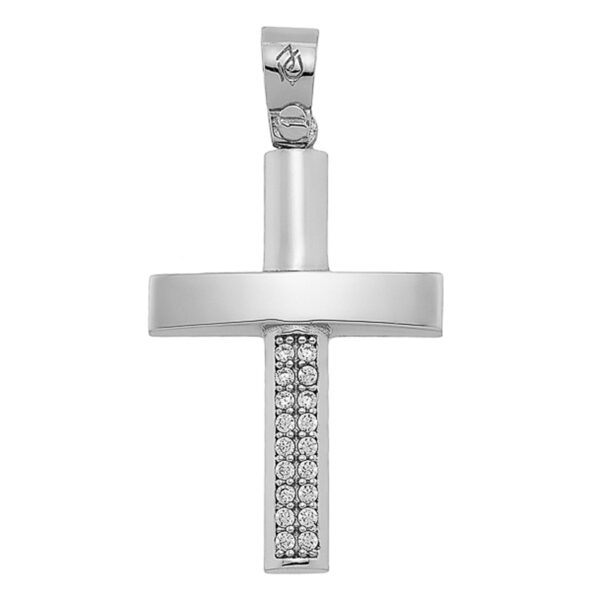 Σταυρός Λευκόχρυσος 14 καρατίων με Ζιργκόν - PL17621