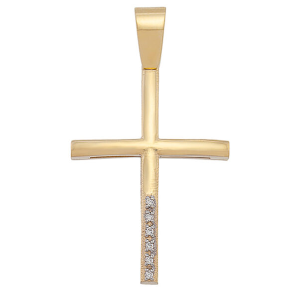 Σταυρός Χρυσός 14 καρατίων με Ζιργκόν - PL17641