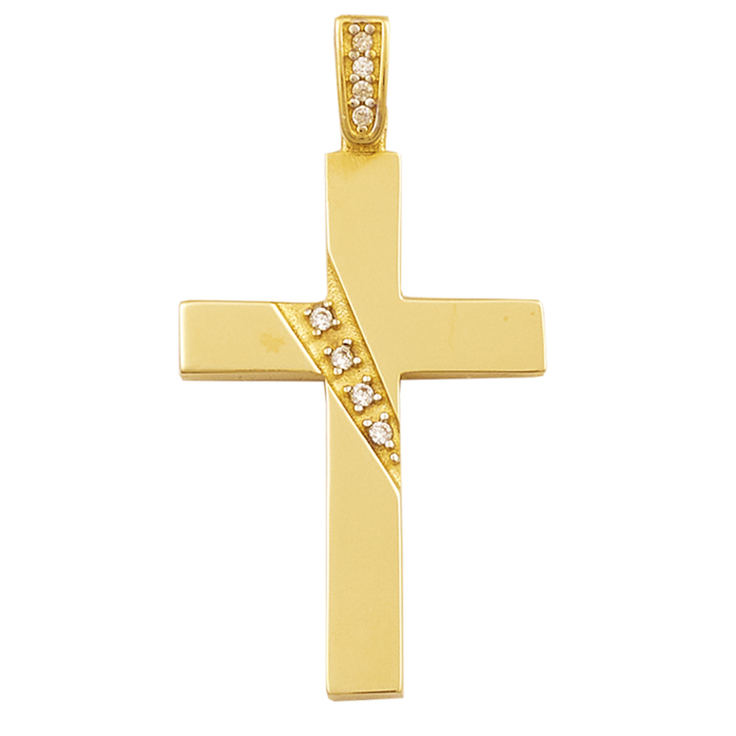Σταυρός Χρυσός 14 καρατίων με Ζιργκόν - PL22225