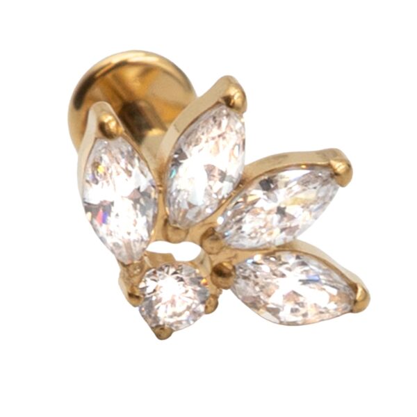 Σκουλαρίκι Αυτιού από Επιχρυσωμένο Τιτάνιο με ζιργκόν - TB-1235Y