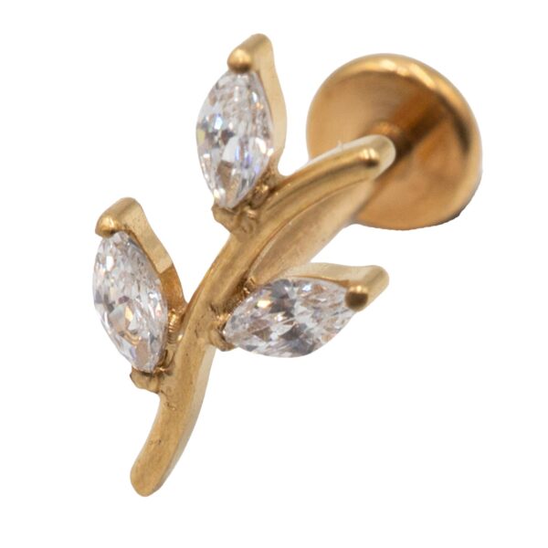 Σκουλαρίκι Αυτιού από Επιχρυσωμένο Τιτάνιο με ζιργκόν - TB-1799Y