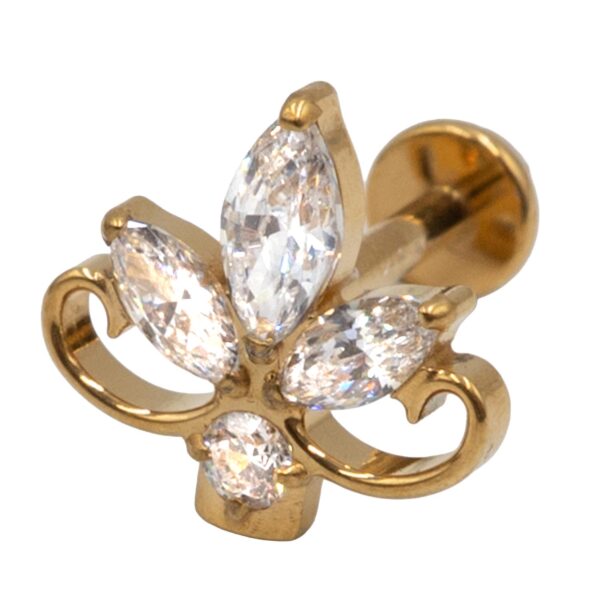 Σκουλαρίκι Αυτιού από Επιχρυσωμένο Τιτάνιο με ζιργκόν - TB-1817Y