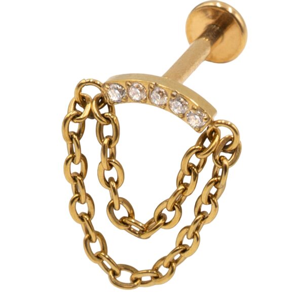 Σκουλαρίκι Αυτιού από Επιχρυσωμένο Τιτάνιο με ζιργκόν - TB-1824Y