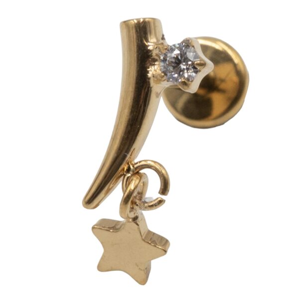 Σκουλαρίκι Αυτιού από Επιχρυσωμένο Τιτάνιο με ζιργκόν - TB-2118Y