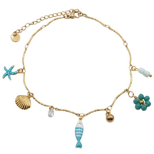 Βραχιόλι Ποδιού από Επιχρυσωμένο Ατσάλι με Σχέδιο - BRPO42