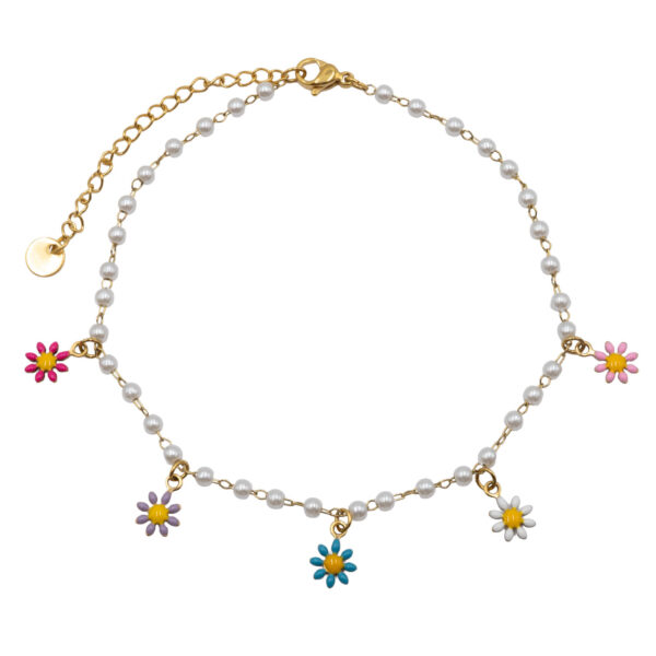 Βραχιόλι Ποδιού από Επιχρυσωμένο Ατσάλι με Σχέδιο - BRPO44