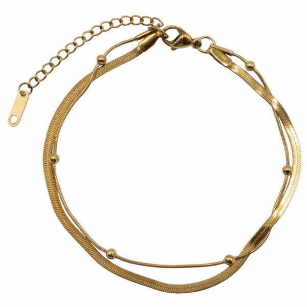 Βραχιόλι Ποδιού από Επιχρυσωμένο Ατσάλι με Σχέδιο - BRPO47