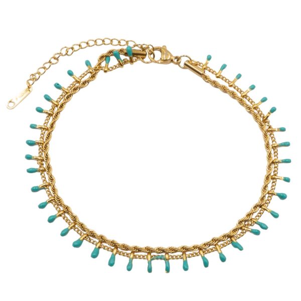 Βραχιόλι Ποδιού από Επιχρυσωμένο Ατσάλι με Σχέδιο - BRPO45