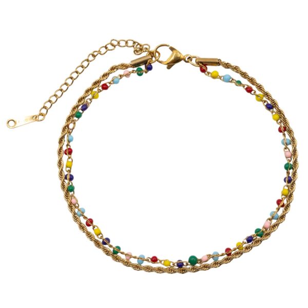 Βραχιόλι Ποδιού από Επιχρυσωμένο Ατσάλι με Σχέδιο - BRPO46