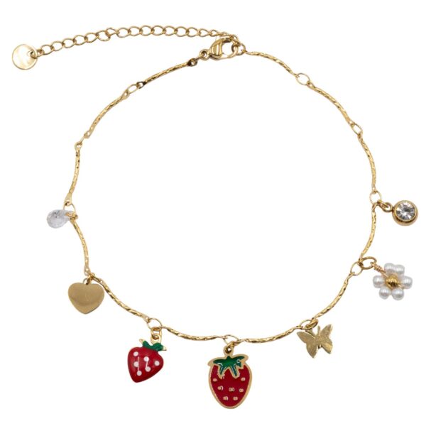 Βραχιόλι Ποδιού από Επιχρυσωμένο Ατσάλι με Σχέδιο - BRPO39