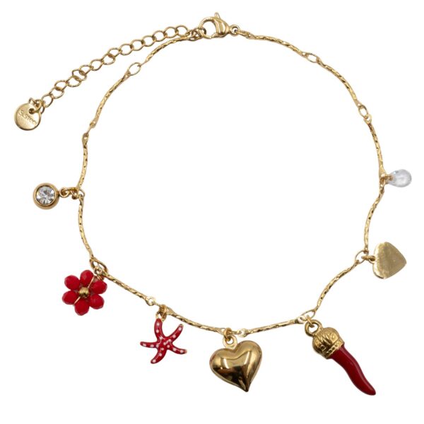 Βραχιόλι Ποδιού από Επιχρυσωμένο Ατσάλι με Σχέδιο - BRPO40