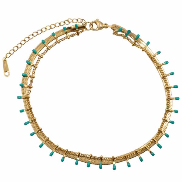 Βραχιόλι Ποδιού από Επιχρυσωμένο Ατσάλι με Σχέδιο - BRPO41